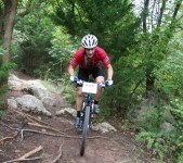 Bicyclist on Camp Horizon trail